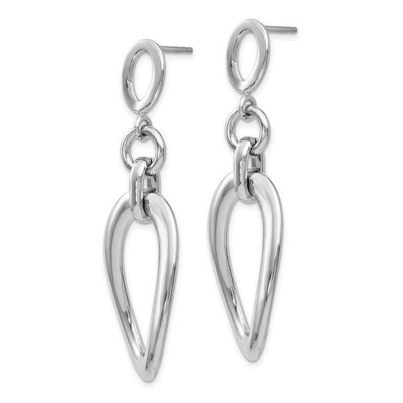 Bent Oval Post Dangle Earrings in Sterling Silver - Picture 4 of 5